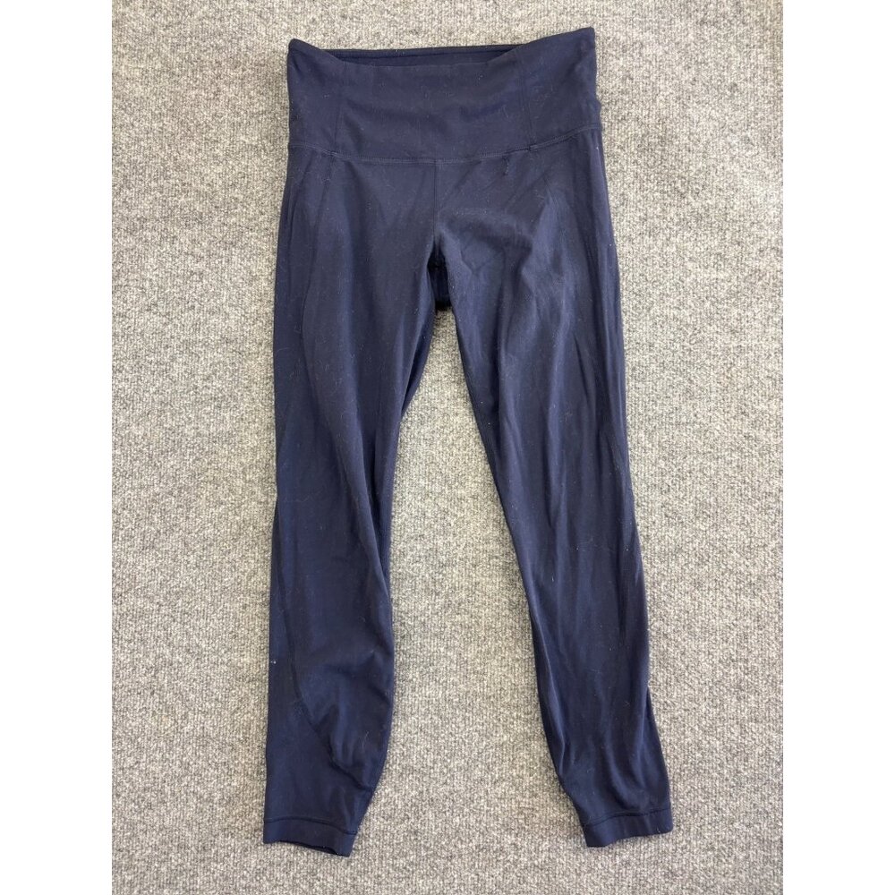 Athleta Cropped Leggings Women's Small Navy Blue Skinny Mid Rise Stretch Yoga